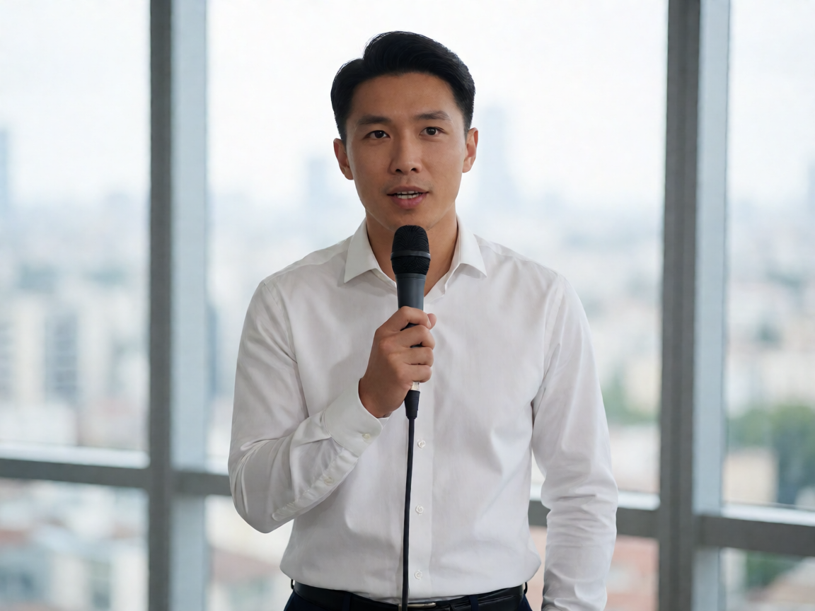 体育新闻资讯拍摄现场,记者正在报道赛事